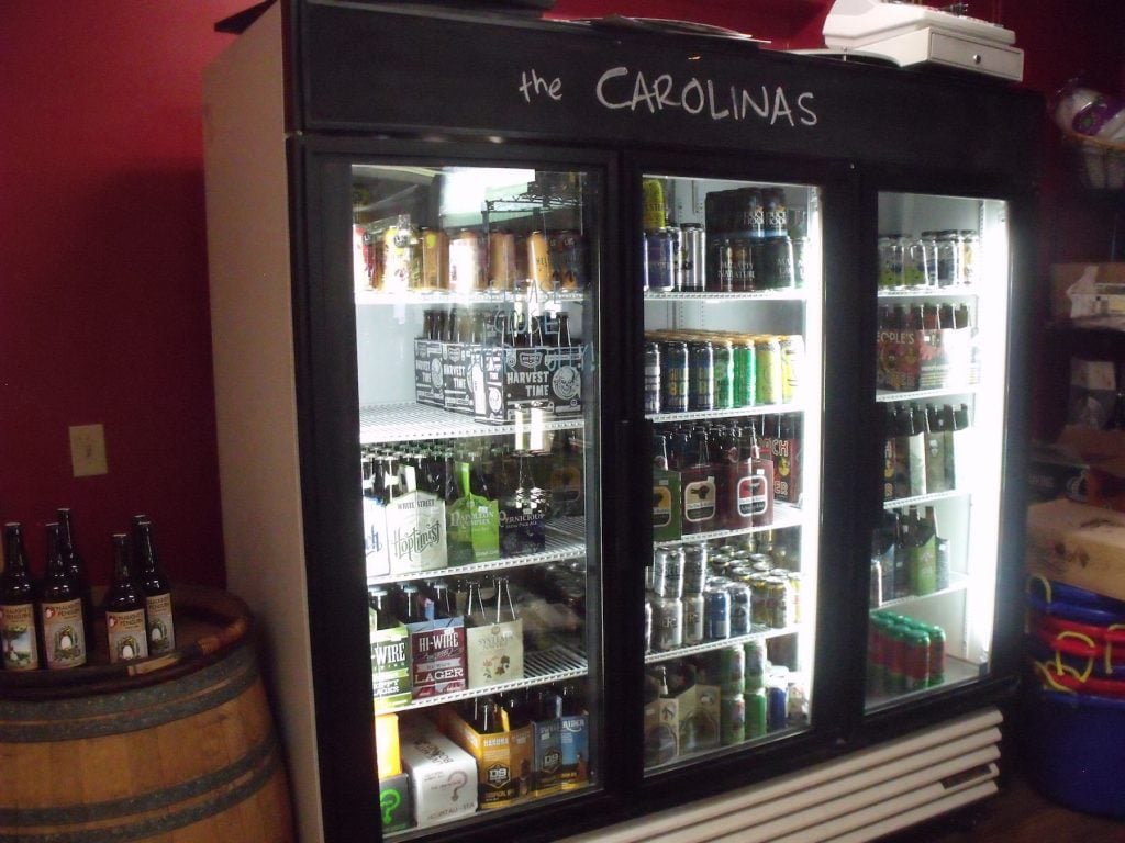 The warm glow from the case with that sweet cold Carolina beer.