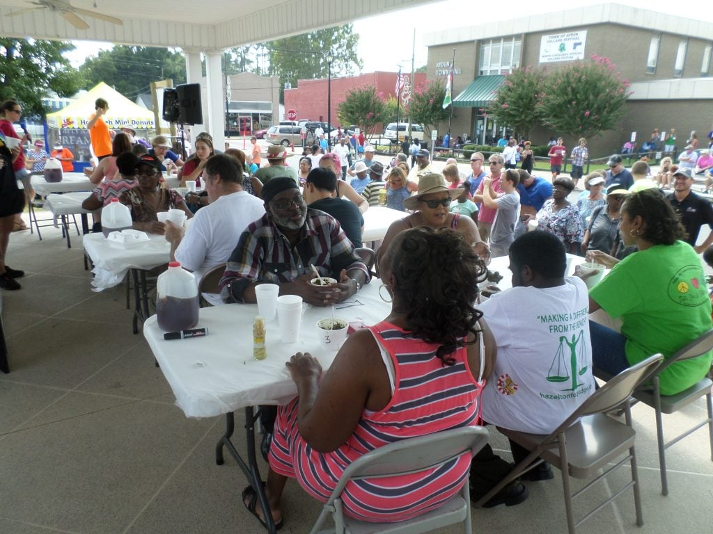 Halfway through the contest, most participants slow down significantly; some are still not eating their first pound.